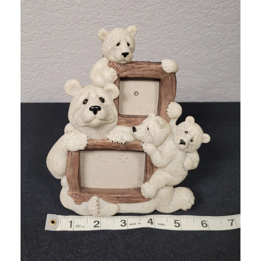 Quarry Critters  Vintage 2002 3D Bear Family Double Picture Frame